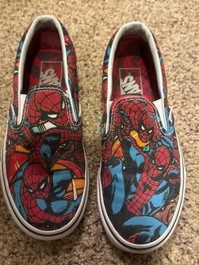 Marvel Kids Slip-On Sneakers in Red, Blue, Black Spider Print